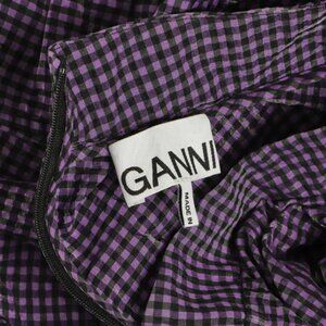 Ganni Ruched Gingham Seersucker Mini Dress